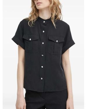 Theory Button-Up Blouse Met Zakdetail - Zwart