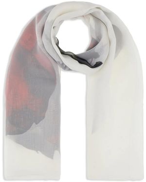 McQueen Foulard À Fleurs Imprimées - Gris