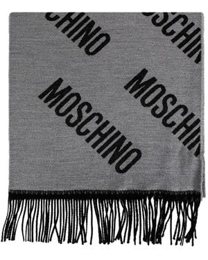 Moschino Sciarpa Con Frange - Grigio