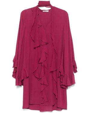 Dorothee Schumacher Ruffle-Trim Georgette Mini Dress - Red
