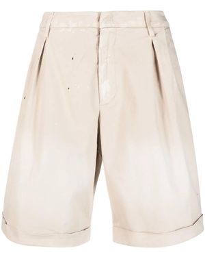 Dondup Box-Pleat Cotton Chino Shorts - Natural