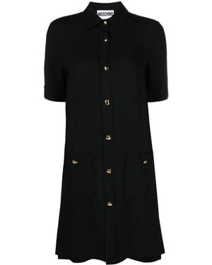 Moschino Heart-Button Short-Sleeve Shirtdress - Black