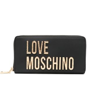 Love Moschino Logo-Plaque Zip-Around Wallet - Black