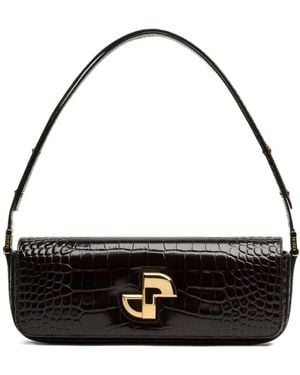 Patou Le Lock Schultertasche Mit Kroko-Muster - Schwarz
