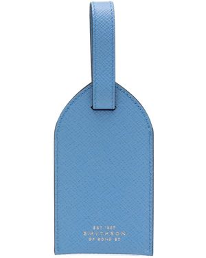 Smythson Logo-Stamp Luggage Tag - Blue