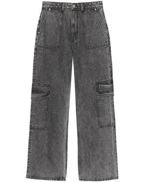 Ganni Mid-Rise Wide-Leg Jeans - Grey