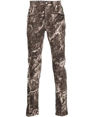Purple Brand Marble-Print Skinny Jeans - Grey