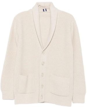 Fedeli Gerippter Cardigan Mit Schalkragen - Weiß