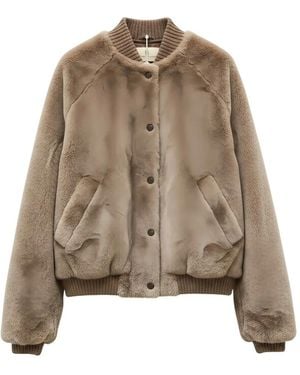 Brunello Cucinelli Shearling Bomber Jacket - Natural
