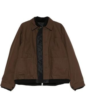 Sacai Layered Button-Fastening Jacket - Brown