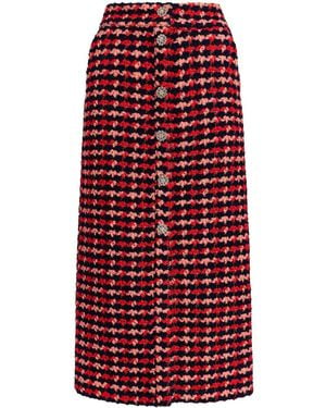 Essentiel Antwerp Grim Tweed Midi Skirt - Red