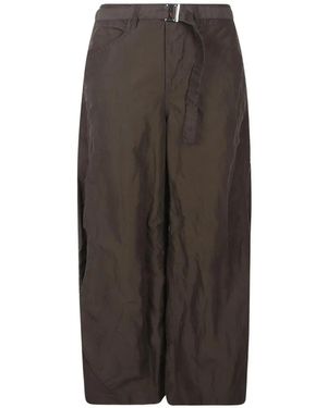 Sacai Treated Belted Trousers - Brown