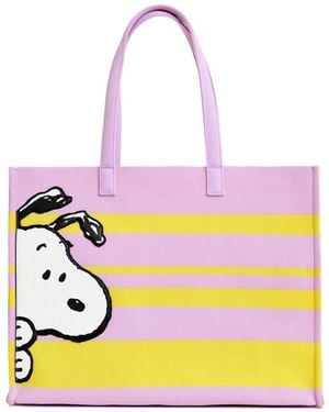 Essentiel Antwerp Peanuts Graphic Striped Tote Bag - Yellow