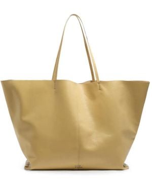 Bimba Y Lola Oatmeal Leather Maxi Shopper Bag - Natural