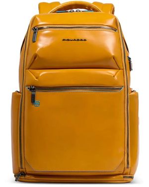 Piquadro Multi-Pocket Laptop Backpack - Yellow
