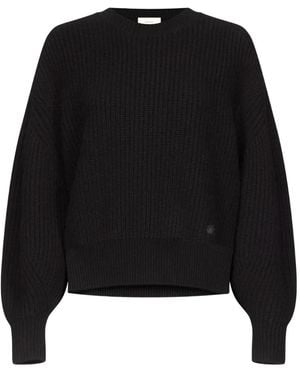 Loulou Ribbed Balloon-Sleeve Sweater - Black