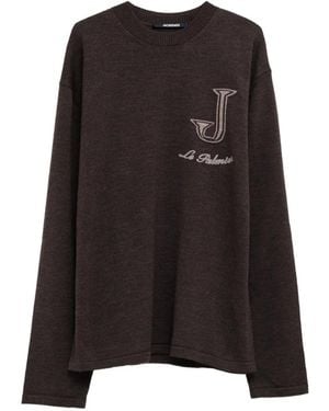 Jacquemus Herisson Embroidered Crew-Neck Sweater - Black