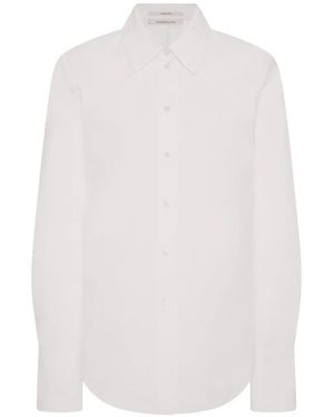 Another Tomorrow Poplin Bias-Cut Shirt - White