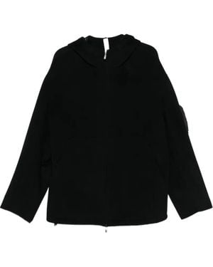 Hevò Hooded Zip-Up Coat - Black