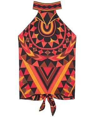 PUCCI Geometric-Print Halterneck Top - Red