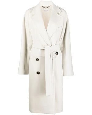 Stella McCartney Wool Double-Breasted Tied-Waist Coat - White