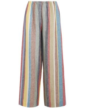 STAUD Striped Bonfire Linen Pants - White