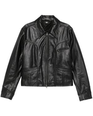 Amiri Veste En Cuir À Empiècement Western - Black