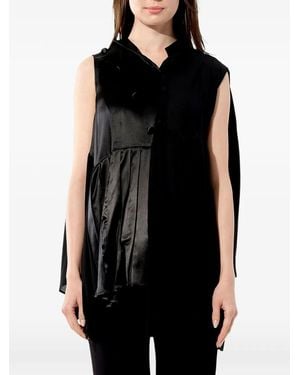 Balenciaga Pleated Sleeveless Blouse - Black
