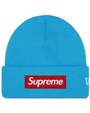 Supreme X New Era Logo-Detail Beanie Hat - Blue
