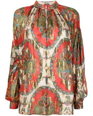 Etro ペイズリー シルクブラウス - レッド