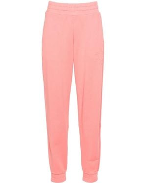 Moncler High-Waisted Logo-Embossed Track Trousers - Pink