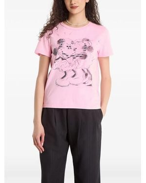 Desigual Heart-Print Short-Sleeve T-Shirt - Orange