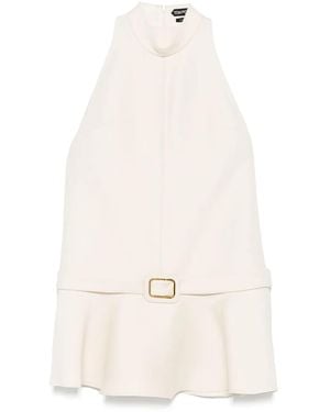 Tom Ford Buckle-Detail Flared Mini Dress - White