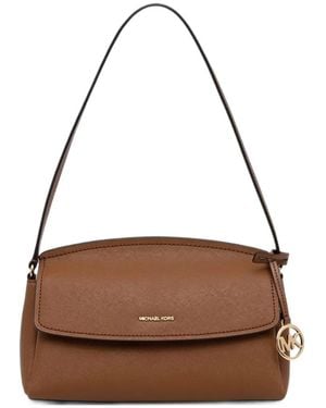 MICHAEL Michael Kors Saffiano-Leather Logo-Plaque Shoulder Bag - Brown