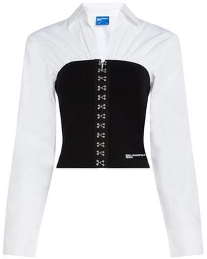 KARL LAGERFELD Hook-And-Eye Poplin Blouse - Black