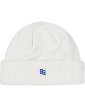 Adererror Logo-Appliqué Knitted Beanie - White