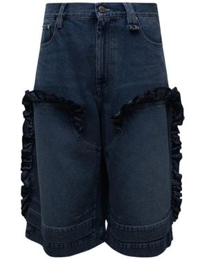 Simone Rocha Ruffled-Trim Denim Shorts - Blue