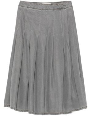 Semicouture Pleated Mid Skirt - Grey