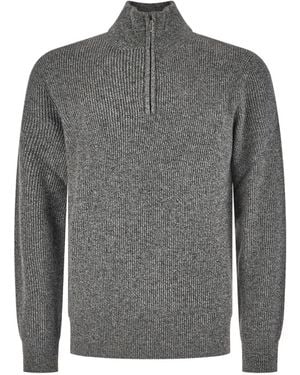 Piacenza Cashmere Ribbed-Knit Quarter-Zip Jumper - Grey