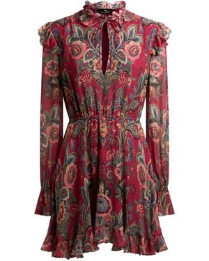 Etro Ruffled Floral Print Mini Dress - Red
