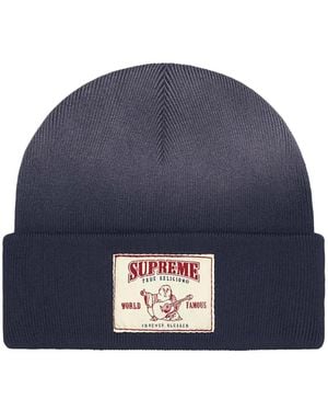 Supreme X True Religion Logo-Patch Beanie Hat - Blue