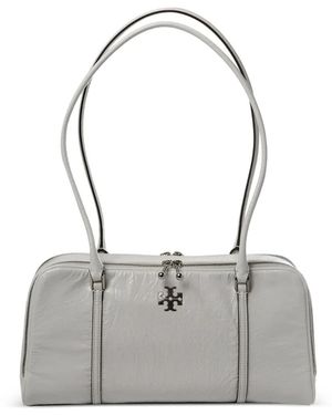 Tory Burch Small Logo-Detail Zip-Fastening Shoulder Bag - Grey