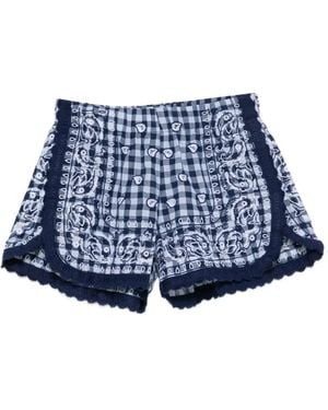 ORSINA Embroidered Gingham Shorts - Blue