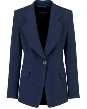 Emporio Armani Single-Button Notched-Lapel Jacket - Blue