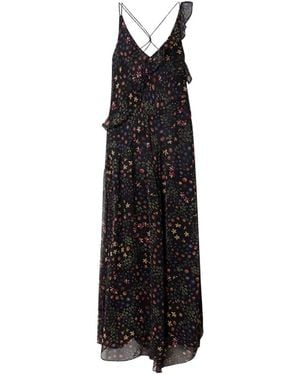Isabel Marant Luxie Floral-Print Ruffled Midi Dress - Black