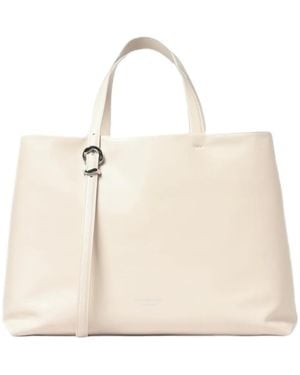 Emporio Armani Deva Leather Tote Bag - Natural