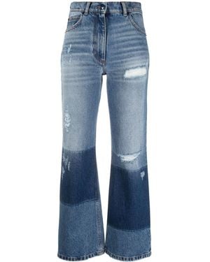 Palm Angels X Moncler Distressed Straight-Leg Jeans - Blue