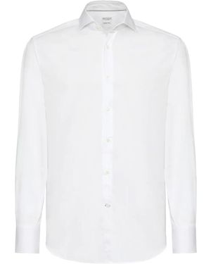 Brunello Cucinelli Cotton Twill Slim-Fit Shirt - White