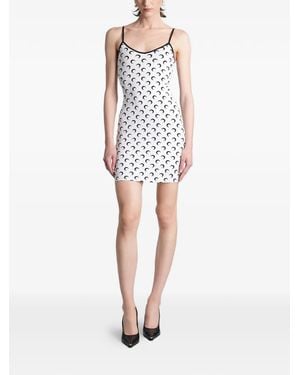 Marine Serre All-Over Moon Mini Dress - White