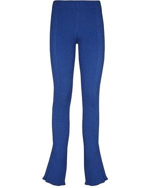 Barrow Ribbed-Texture Flared Trousers - Blue